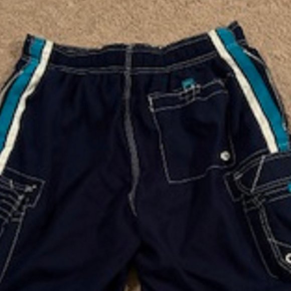 Men's OP Shorts Swim Trunks Blue Velcro Fly Drawstring Enclosure Size Large - Picture 6 of 6